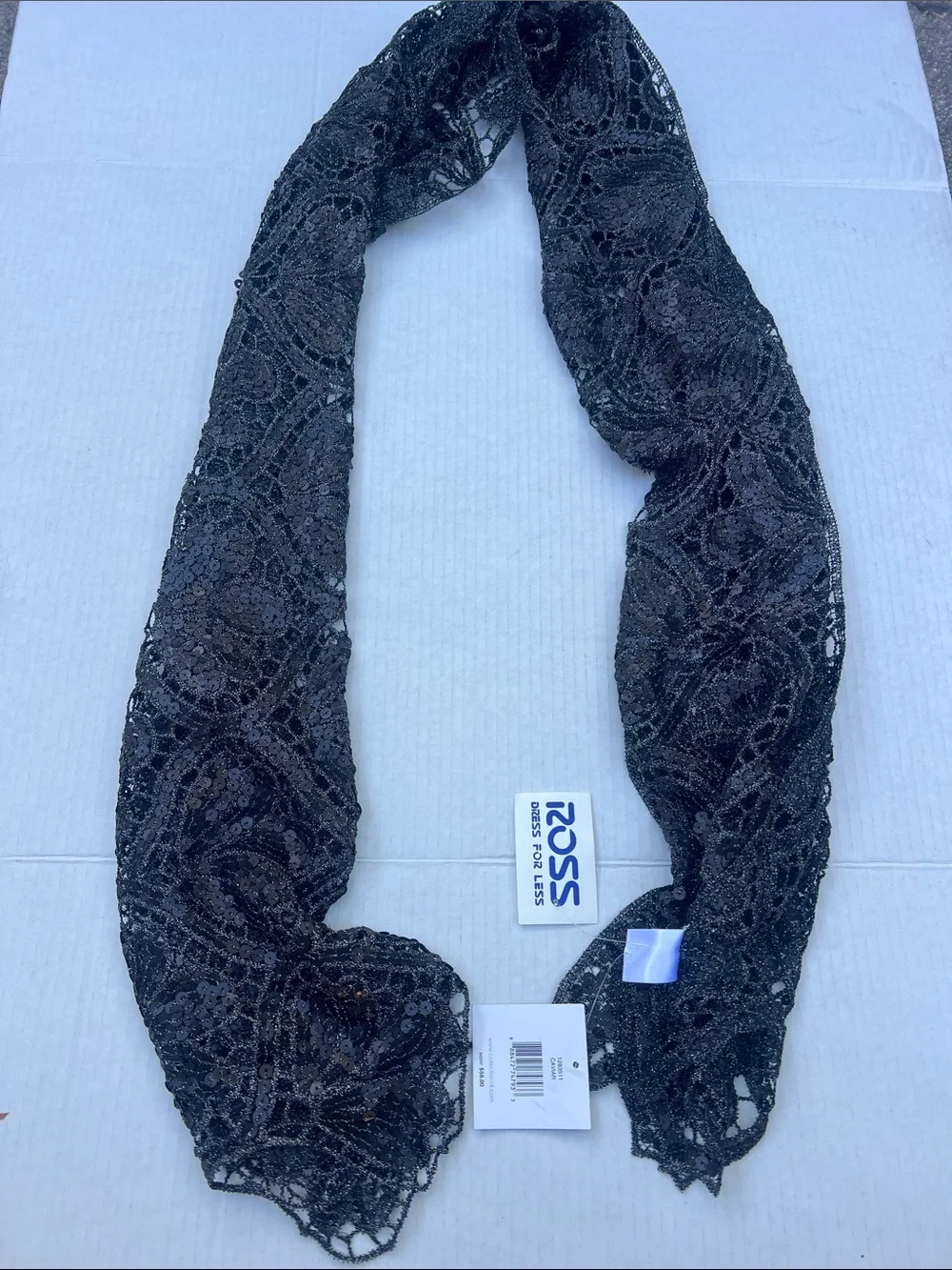 adidas Charcoal Black Lace Curtain Panel with Scalloped Floral Edge